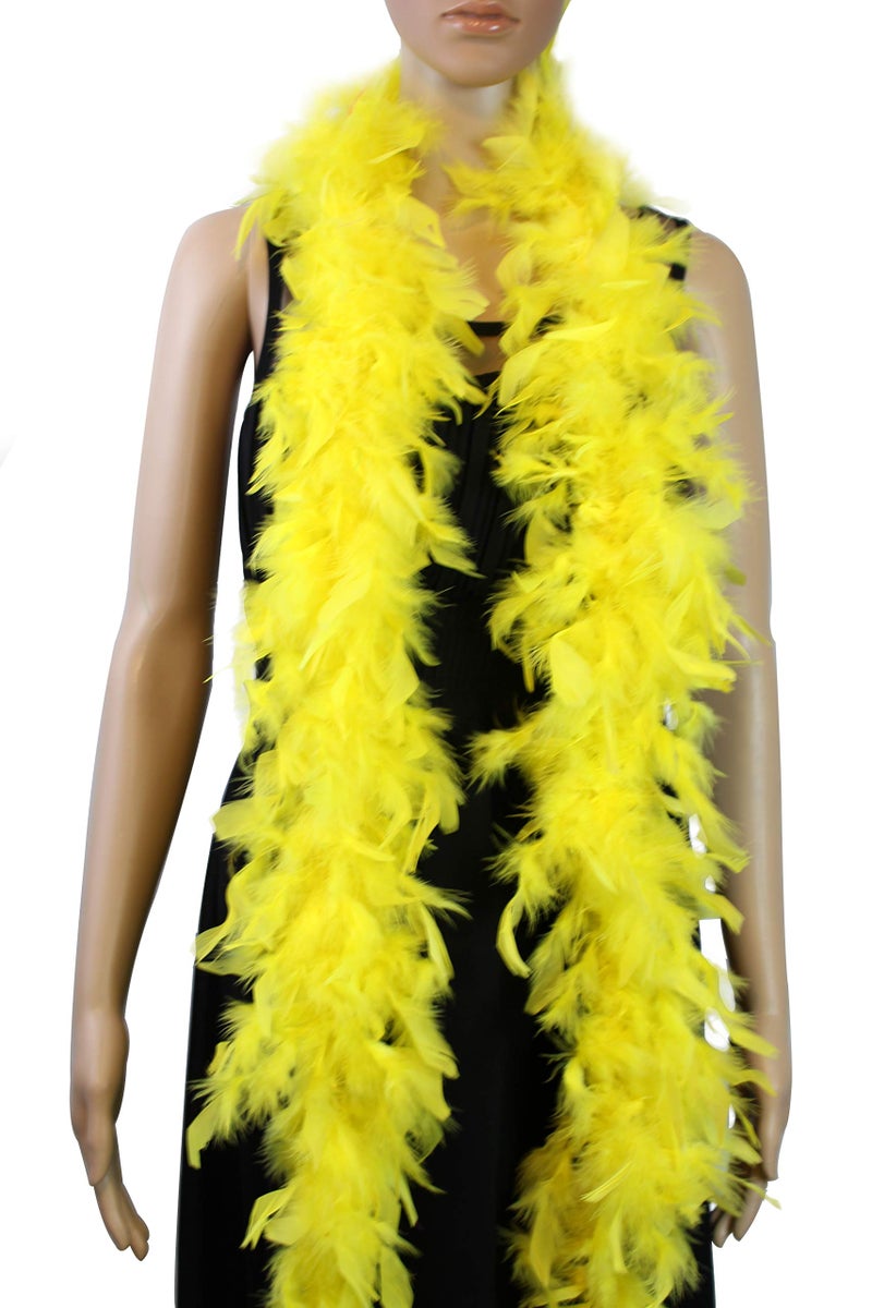 Flydreamfeathers 40 Gram 72" Long, Turkey Chandelle Feather Boa, Dancing Wedding Crafting Party Dress Up, Halloween Costume Decoration (Light Yellow ColorS) - Image 1